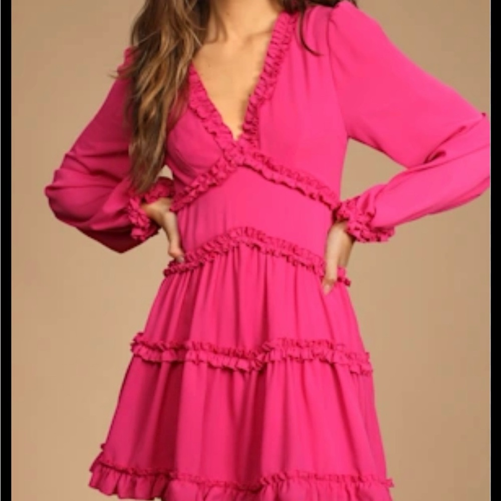 Elegant Pink Ruffle Dress